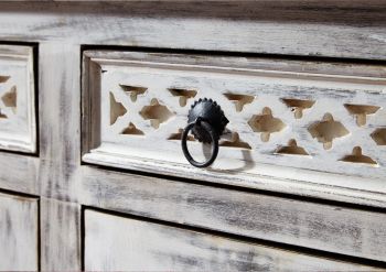 Sideboard Mango / Akazie 150x45x90 weiß gewachst CASTLE-ANTIK #261