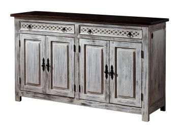 Sideboard Mango / Akazie 150x45x90 weiß gewachst CASTLE-ANTIK #261