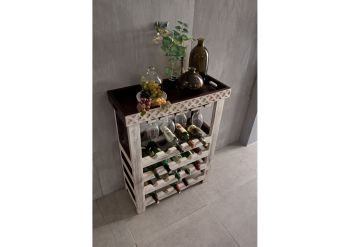 Weinregal Mango / Akazie 70x30x90 weiß gewachst CASTLE-ANTIK #277