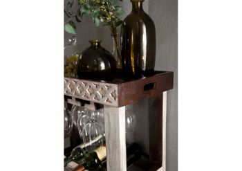 Weinregal Mango / Akazie 70x30x90 weiß gewachst CASTLE-ANTIK #277