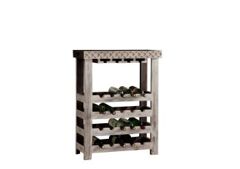 Weinregal Mango / Akazie 70x30x90 weiß gewachst CASTLE-ANTIK #277