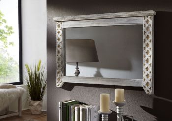Spiegel Mango / Akazie 90x3x60 weiß gewachst CASTLE-ANTIK #229