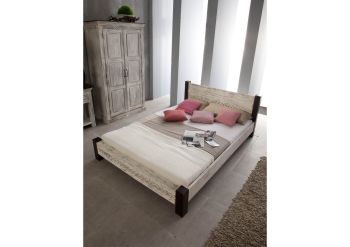 Bett Mango / Akazie 140x200x75 weiß gewachst CASTLE-ANTIK #403