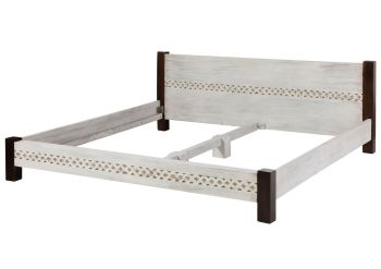 Bett Mango / Akazie 140x200x75 weiß gewachst CASTLE-ANTIK #403