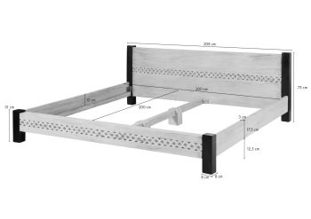 Bett Mango / Akazie 200x200x75 weiß gewachst CASTLE-ANTIK #404