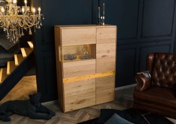 Highboard Wildeiche inkl. LED 103x43,5x152 natur geölt CARDIFF #121