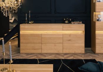 Sideboard Wildeiche inkl. LED 183,5x43,5x86 natur geölt CARDIFF #130
