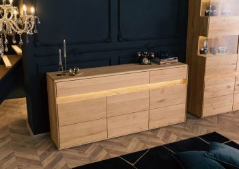 Sideboard Wildeiche inkl. LED 183,5x43,5x86 natur geölt CARDIFF #130