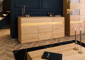 Sideboard Wildeiche inkl. LED 183,5x43,5x86 natur geölt CARDIFF #130