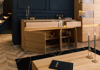 Sideboard Wildeiche inkl. LED 183,5x43,5x86 natur geölt CARDIFF #130