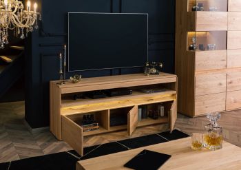 TV-Board Wildeiche inkl. LED 165x43,5x63 natur geölt CARDIFF #140