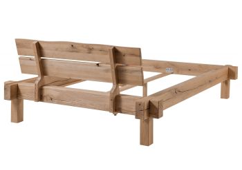 Balkenbett Wildeiche 160x200 bianco geölt JANGALI #111