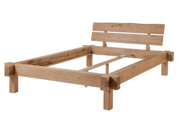 Balkenbett Wildeiche 160x200 bianco geölt JANGALI #111