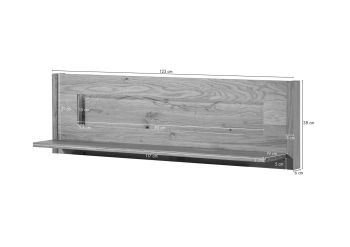 Wandregal Wildeiche inkl. LED 123x25x38 natur geölt CARDIFF #150