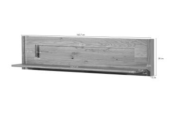 Wandregal Wildeiche inkl. LED 164x25x38 natur geölt CARDIFF #151