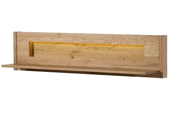 Wandregal Wildeiche inkl. LED 164x25x38 natur geölt CARDIFF #151
