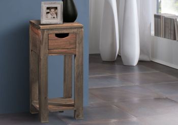 Beistelltisch Sheesham 29x29x65 grau geölt NATURE GREY #31