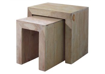 Beistelltisch Akazie 45x35x45 white stone getüncht NATURE WHITE #12