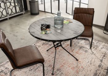 Esstisch rund Mango 100x100x80 grau lackiert HEAVY INDUSTRY #156