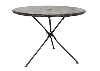 Esstisch rund Mango 100x100x80 grau lackiert HEAVY INDUSTRY #156
