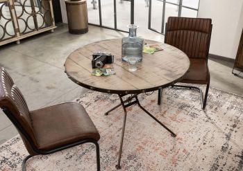 Esstisch rund Mango100x100x80 braun lackiert HEAVY INDUSTRY #256