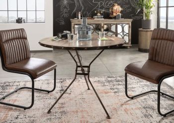 Esstisch rund Mango100x100x80 braun lackiert HEAVY INDUSTRY #256