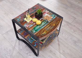 Beistelltisch Altholz 60x60x50 lackiert INDUSTRIAL #46
