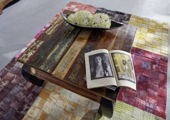 Couchtisch Altholz 80x80x45 mehrfarbig lackiert NATURE OF SPIRIT #71