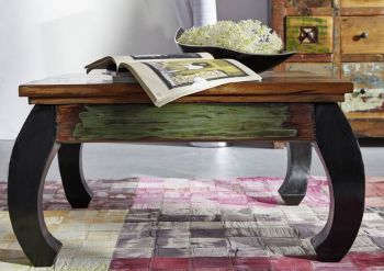 Couchtisch Altholz 80x80x45 mehrfarbig lackiert NATURE OF SPIRIT #71