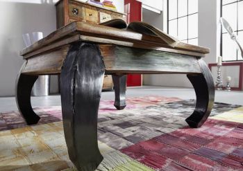 Couchtisch Altholz 80x80x45 mehrfarbig lackiert NATURE OF SPIRIT #71
