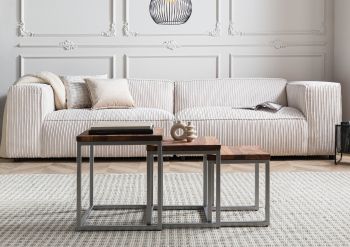 Beistelltisch 3er-Set Sheesham braun geölt LOUNGE COLLECTION #02
