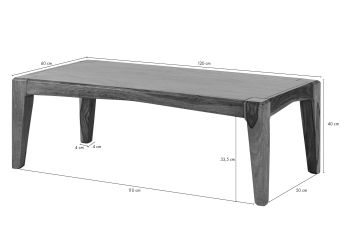 Couchtisch Sheesham 120x60x40 dunkelbraun lackiert ANCONA #203
