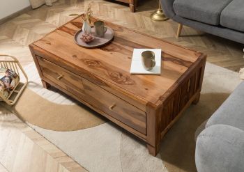 Couchtisch Sheesham 115x60x45 braun lackiert ANCONA #102