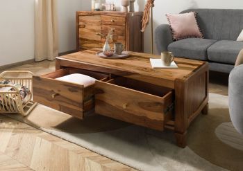 Couchtisch Sheesham 115x60x45 braun lackiert ANCONA #102
