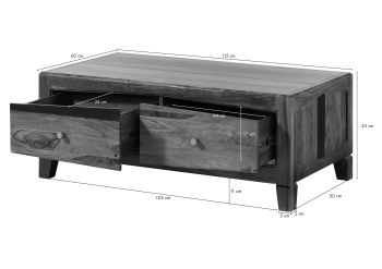 Couchtisch Sheesham 115x60x45 braun lackiert ANCONA #102