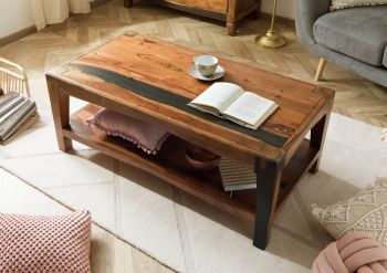 Couchtisch Sheesham 115x60x45 dunkelbraun lackiert ANCONA #201