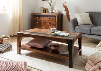 Couchtisch Sheesham 115x60x45 dunkelbraun lackiert ANCONA #201