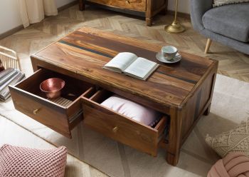Couchtisch Sheesham 115x60x45 dunkelbraun lackiert ANCONA #202