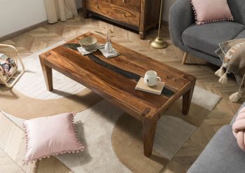 Couchtisch Sheesham 120x60x40 dunkelbraun lackiert ANCONA #203
