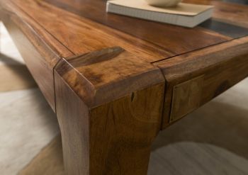 Couchtisch Sheesham 120x60x40 dunkelbraun lackiert ANCONA #203