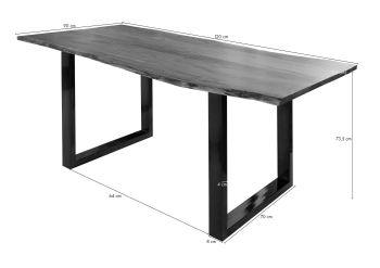 Baumtisch Akazie 120x90x76 natur Beine anthrazit glänzend FREEFORM 3