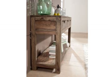 Konsolentisch Sheesham 140x40x78  grau geölt NATURE GREY #90