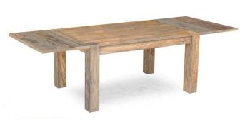 Esstisch mit Ansteckplatten Sheesham 140-180/220x90x76  grau geölt NATURE GREY #303