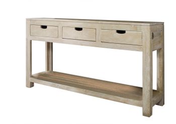 Konsolentisch Akazie 140x40x78 white stone getüncht  NATURE WHITE #90