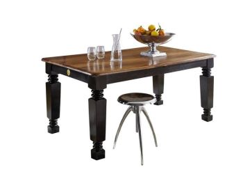 Esstisch mit Auszug Sheesham 140-180x90x76 schwarz/braun lackiert NEW BOSTON #151
