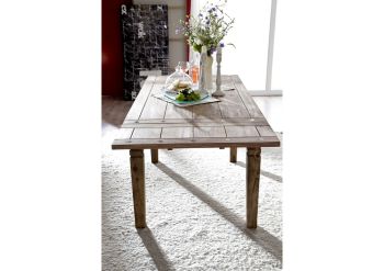 Esstisch mit Ansteckplatten Sheesham 140-180/220x90x76 grau geölt LEEDS #52