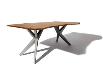 Baumtisch Akazie 160x90x76 natur lackiert Beine anthrazit glänzend FREEFORM 4 #21