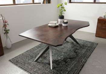 Baumtisch Akazie 180x90x76 braun lackiert Beine anthrazit glänzend FREEFORM 4 #33