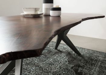 Baumtisch Akazie 180x90x76 braun lackiert Beine anthrazit glänzend FREEFORM 4 #33