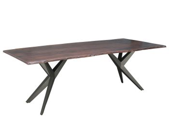 Baumtisch Akazie 180x90x76 braun lackiert Beine anthrazit glänzend FREEFORM 4 #33